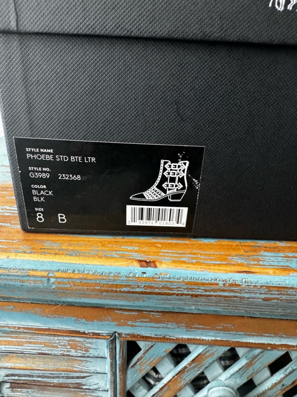 Coach Phoebe Studded Leather Buckle Ankle Boots Black Size 8 B Moto Western - Picture 6 of 7